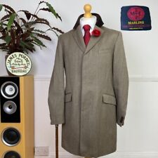Marling & Evans M&S (42) Whipcord Fawn Paddock Overcoat COVERT Coat Jacket TWEED