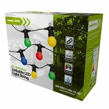 POWERMASTER LED 20 LARGE GLOBE FESTOON STRING -MULTI  COLOURED Linkable Sets