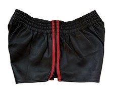 Black Leather Athletic Shorts