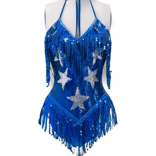 Blue sequin fringe ballroom - blue,