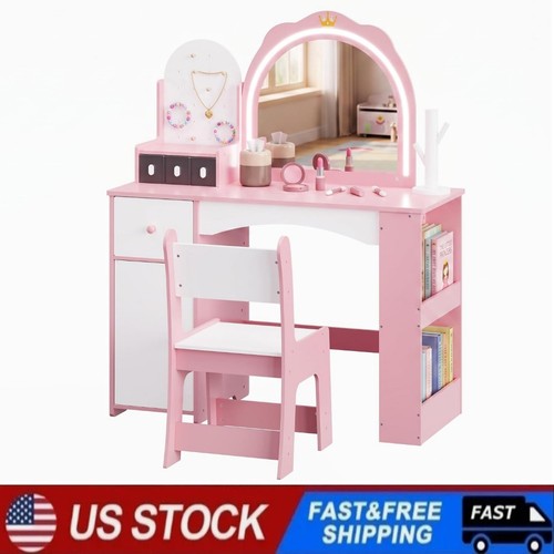 Kids vanity table chair set - vanity,