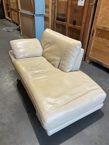 French cream leather chaise - cream,