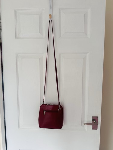 Genuine leather red crossbody - red,