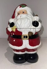 Vintage Golly Gee Santa With Sack Cookie Jar Has Bell in Top And Pkg In Bottom