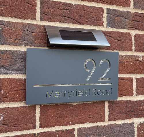House number plaques solar - number,