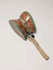 Handmade Small Traditional Tibetan Skull Damaru Buddhist Religious Drum ~ 4"