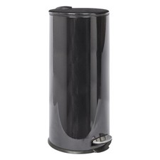1x Black 30L Round Stainless Steel Kitchen Pedal Bin Rubbish Waste Dustbin
