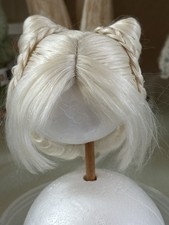 1/3 BJD Doll Short White Mohair Wig 20.5-21cm Head