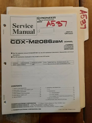 Pioneer cdx m2086 - cdx-m2086, service