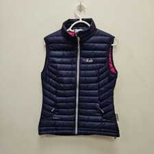 RAB Women's Microlight Down Puffer Vest Gilet Pertex Nikwax Navy Size XS UK 8