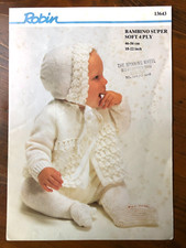Robin 13643 knitting pattern baby 4 ply bobble textured jacket & bonnet