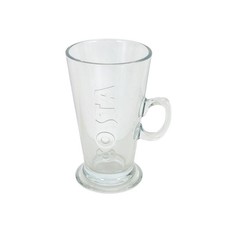 Costa Coffee Glass Latte Mug with Embossed Logo 13cm
