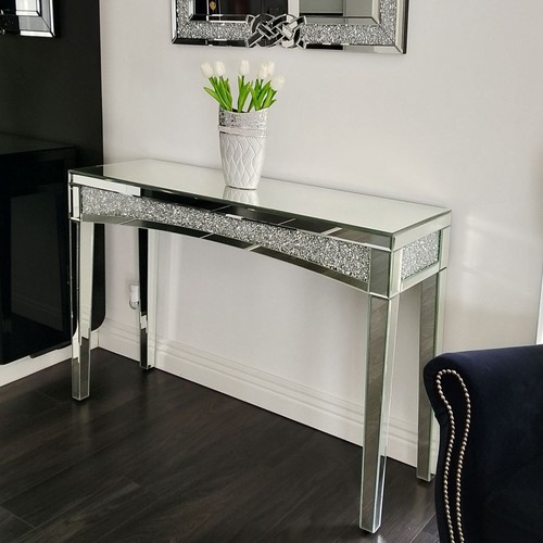 Silver mirrored console table - silver,