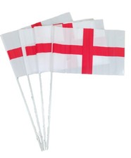 4 Hand Waving Flags England St George's Queens Jubilee World Cup Party 12x8 Inch