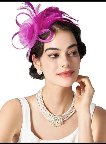 Ladies net feather looped - &,