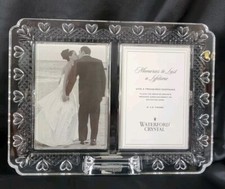 WATERFORD CRYSTAL WEDDING ANNOUNCEMENT 4" X 6" DOUBLE PICTURE FRAME Love READ 
