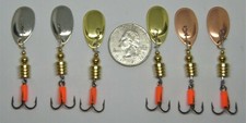 1 Lot of 6 Custom Trout #1 Nickel Gold & Copper French Blade Spinners 1/8 Oz. Ea