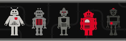 Black silver red robot boys - silver,