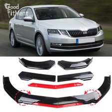 Gloss Black Red Front Bumper Chin Lip Spoiler Splitter For Skoda Octavia RS 5E