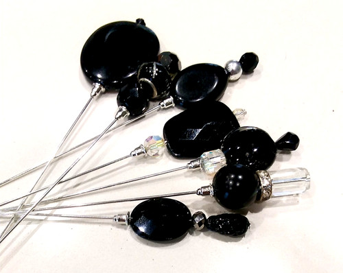 Vintage bead hat pins - hat,