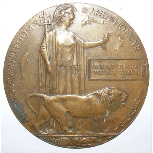 Ww1 death penny plaque horace - death,