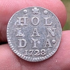 RARE Date ! 1728 Dutch Netherlands VOC 2 Stuiver Silver Holland Coin_Z221