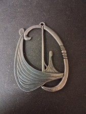 Ship Pendant or Ornament Made in Norway Tinn Per - Pewter - 