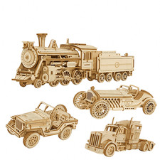 ROKR Robotime 3D Wooden Model Kits Train Car Truck Jeep DIY Mechanical Puzzle UK