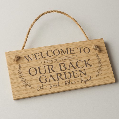 Back garden sign - sign, engraved