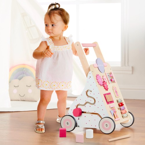 Wooden baby walker pink push - baby,