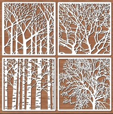 Stencil Set X4 tree forest