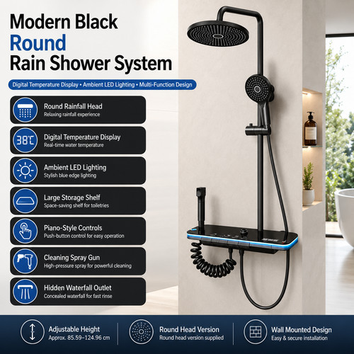 Black digital thermostatic - black,