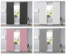 Blackout Eyelet Curtains Black Out Thermal Ring Top Ready Made Curtain Pair