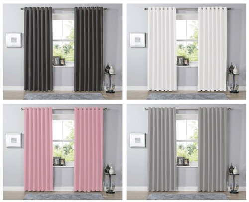 Blackout eyelet curtains - curtains, black