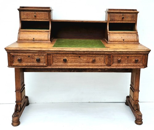 Antique carved oak writing - antique,