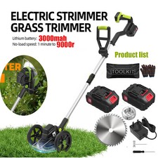 Garden Battery Cordless Strimmer Electric Grass Lawn Edger Blades Cutter Trimmer
