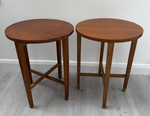 Pair teak bedside - of, tables