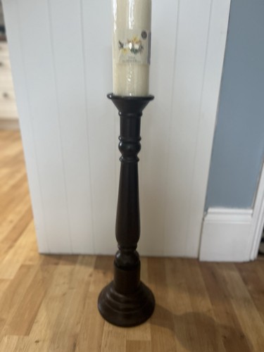 Dark wood candle holder - candle,