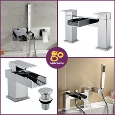 Waterfall Bathroom Taps Chrome Brass Basin Mixer Bath Filler Shower Deck Tap