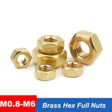 Brass Hexagon Full Nuts DIN934 - M0.8 M1 M1.2 M1.4 M1.6 M2 M2.5 M3 M3.5 M4 M5 M6