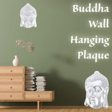 Wall Art Buddha Hanging Head Plaque Silver Peaceful Zen Relaxation Calm Modern