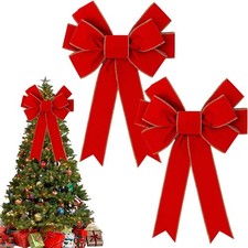 2Pcs Big Red Christmas Bows