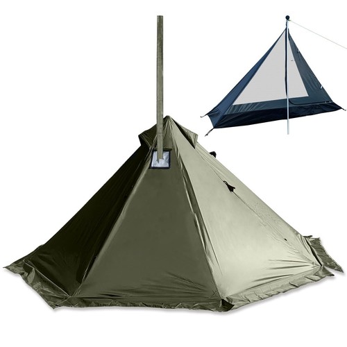 Camping hot tent with wood - camping,