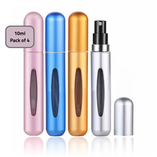 4 Perfume Atomiser Spray Bottles Refillable 10ml Atomizer for Travel Aftershave