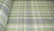 Sage Green Balmoral Wool Effect Tartan Upholstery Curtain Fabric Plaid Fabric