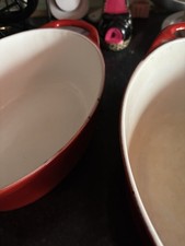 TWO Le mirinton Le Creuset Cast Iron Red  Casserole  Dishes With Lids 25 -28 cm