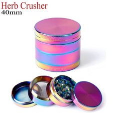 40mm Rainbow Metal Herb Grinder 4 Part Aluminium Crusher Hand Grinder UK