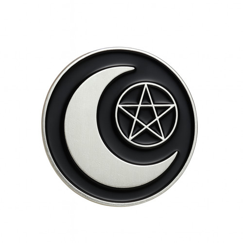 Pentacle moon enamel pin - pentacle,