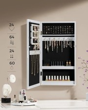 Wall-Mounted Jewellery Cabinet Mirror w/ Storage Lockable Mirrored Cabinet Xmas
