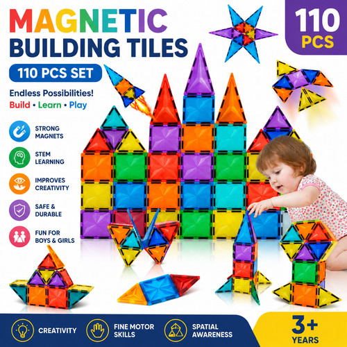 110pcs magnetic tiles - magnetic, building
